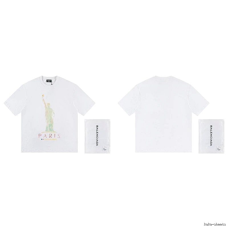 Balenciaga Trendy White T-shirt with Statue of Liberty Print