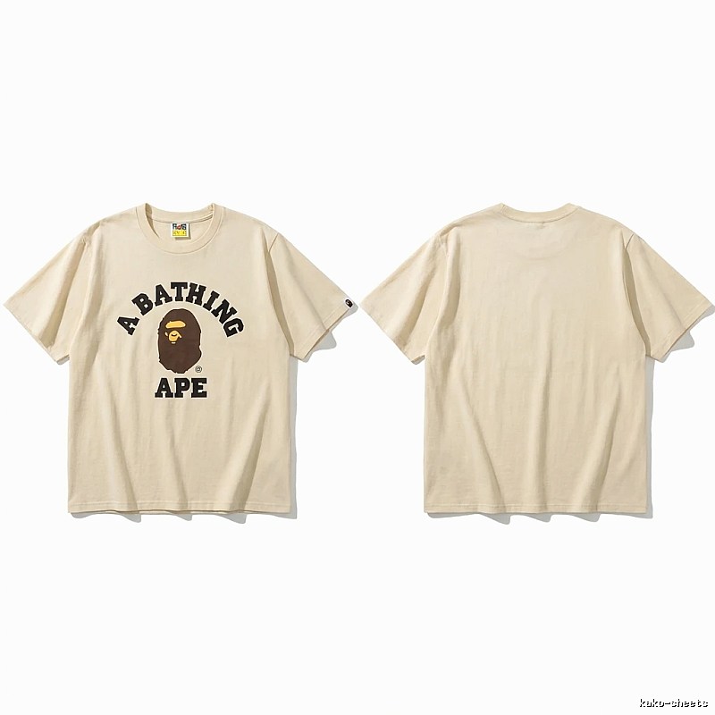 Bape Ape Head Minimalist Style Beige T-shirt
