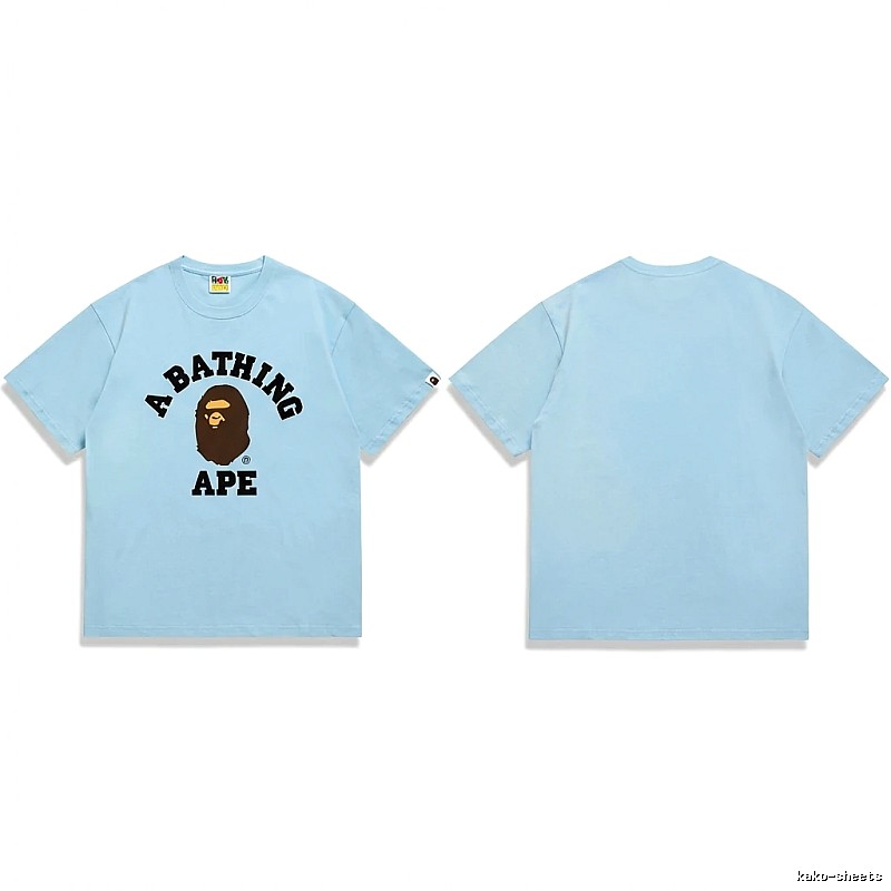Bape Ape Head Simple Style Light Blue T-shirt