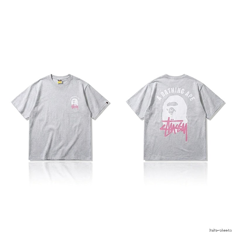 Bape Ape Head Trendy and Cool Style Gray T-shirt