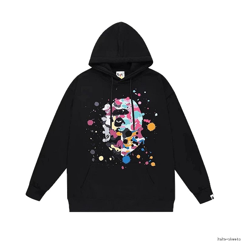 Bape camouflage splatter ink style black hoodie