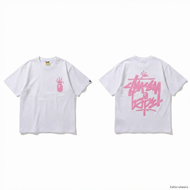 Bape Crown Graffiti Style White T-shirt