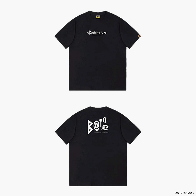 Bape letter - printed short - sleeved black T - shirt