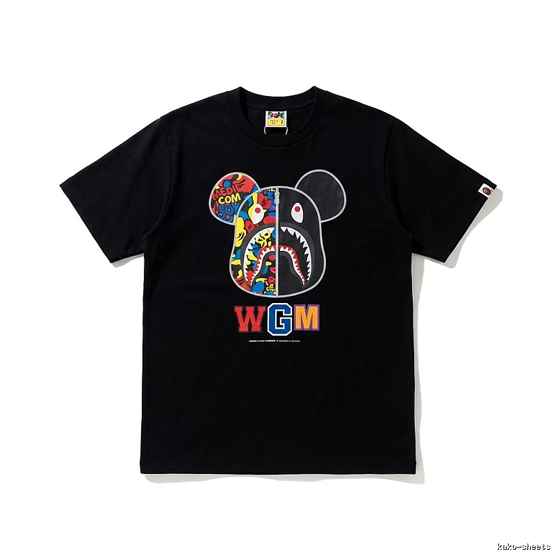 Bape Mickey Shark trendy brand black T-shirt