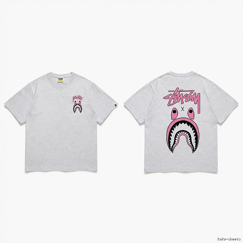 Bape Shark Co-branded Light Grey T-shirt