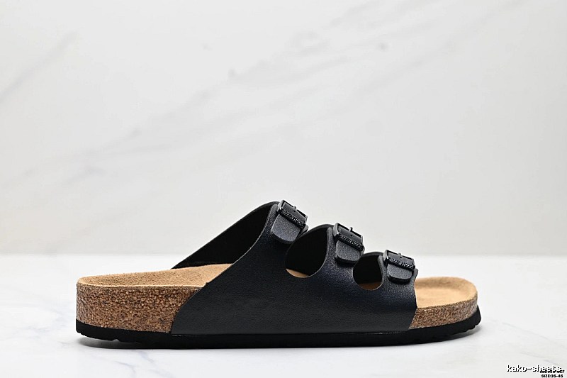 BIRKENSTOCK Casual Three-Buckle Black Slides