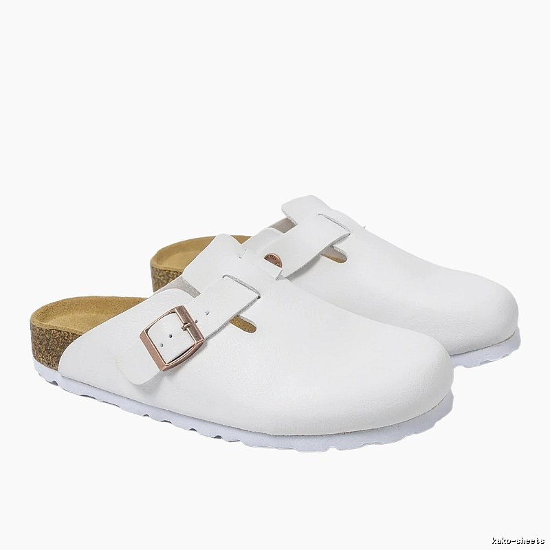 BIRKENSTOCK minimalist style white mule shoes