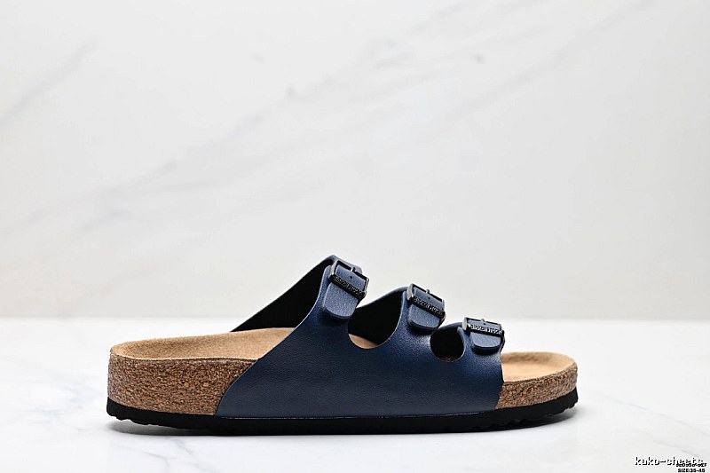 BIRKENSTOCK Three-Buckle Casual Dark Blue Slide Sandals