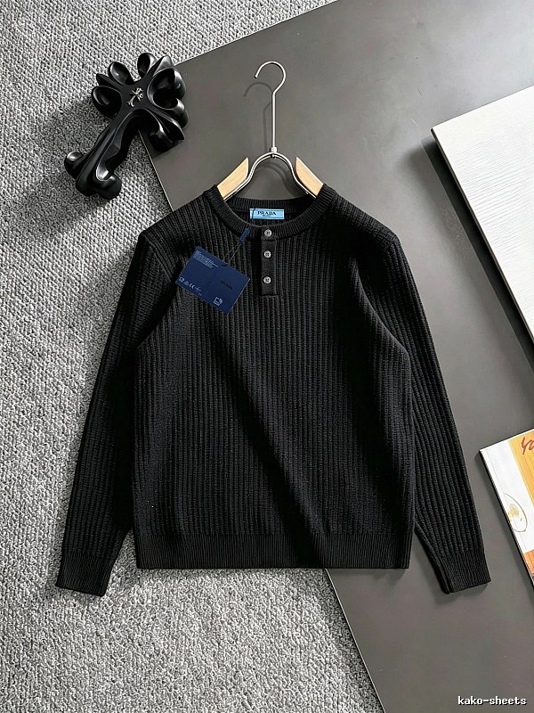 Black Ribbed Cardigan with Small Prada Ribbed Cardigan with Neutral Color