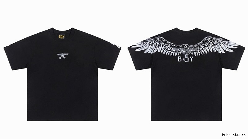BOY Wing Print Street Style Black Short-sleeve T-shirt