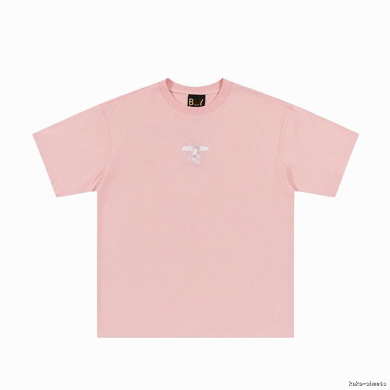 BOY Wing Print Street-style Pink Short Sleeve T-Shirt