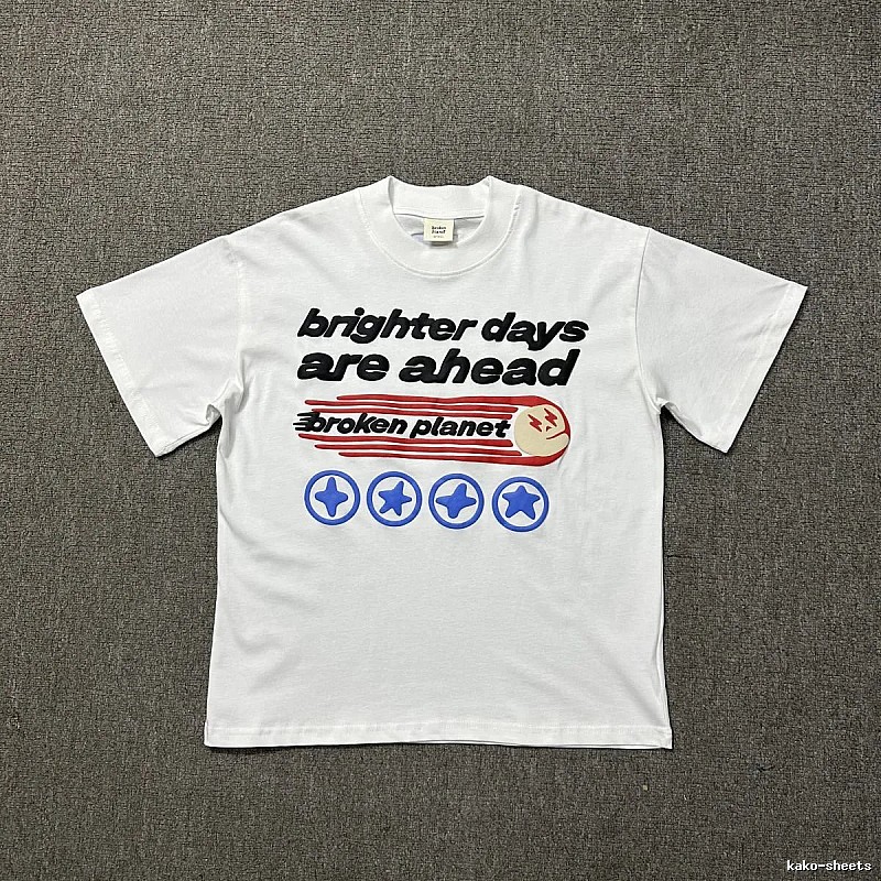 Broken Planet Resort Graphic T-shirt White Cotton Bold for Travel Looks
