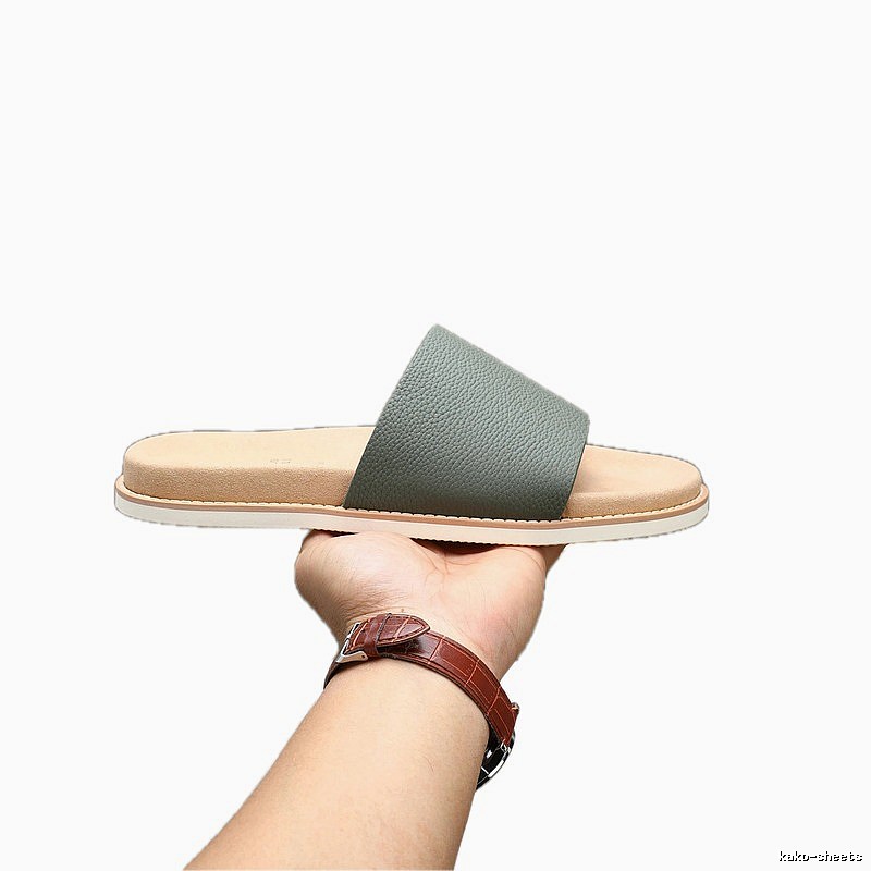 Brunello Cucinelli Casual Grey-green Slide Sandals