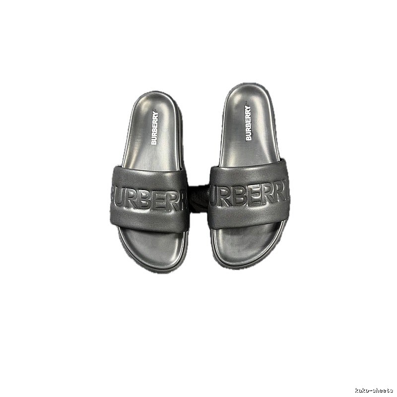Burberry Embossed Minimalist Style Black Slide Sandals