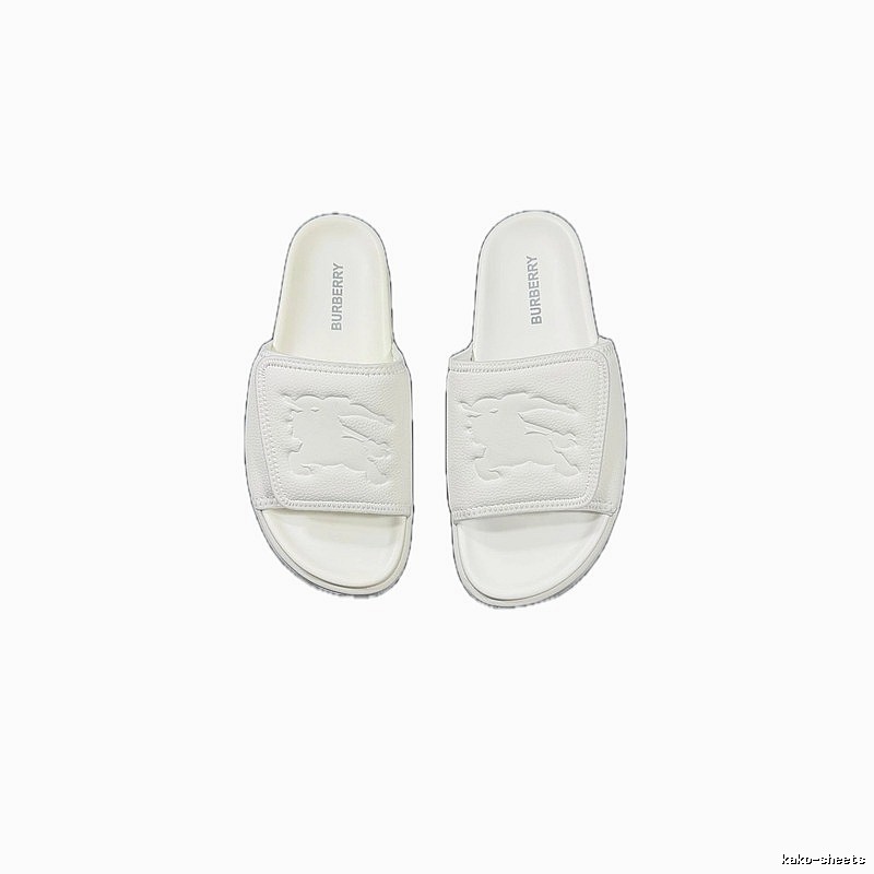 Burberry Knight Logo Minimalist Style White Slide Sandals