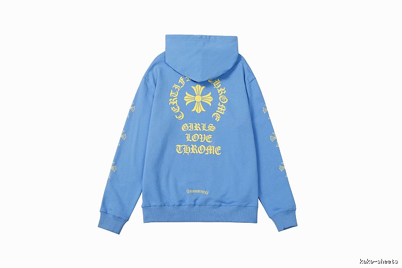 Chrome Hearts 2088-90 Sky Blue Cross Graphic Hoodie Summer Styling