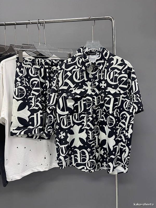 Chrome Hearts All-over Printed Gothic Style Black and White Set