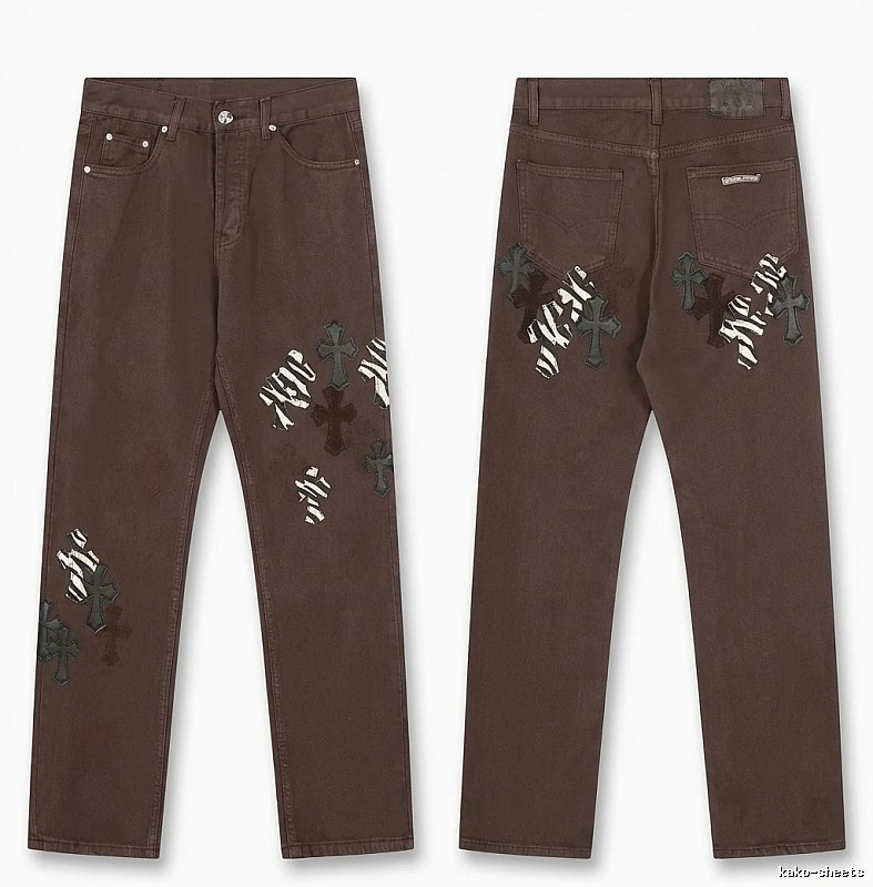 Chrome Hearts Cross Dark Style Brown Pants