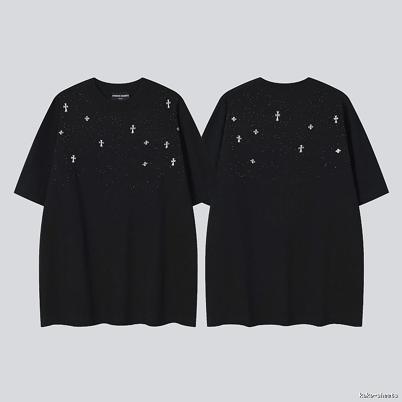 Chrome Hearts Cross Embroidered Street Style Black Short-sleeve T-shirt