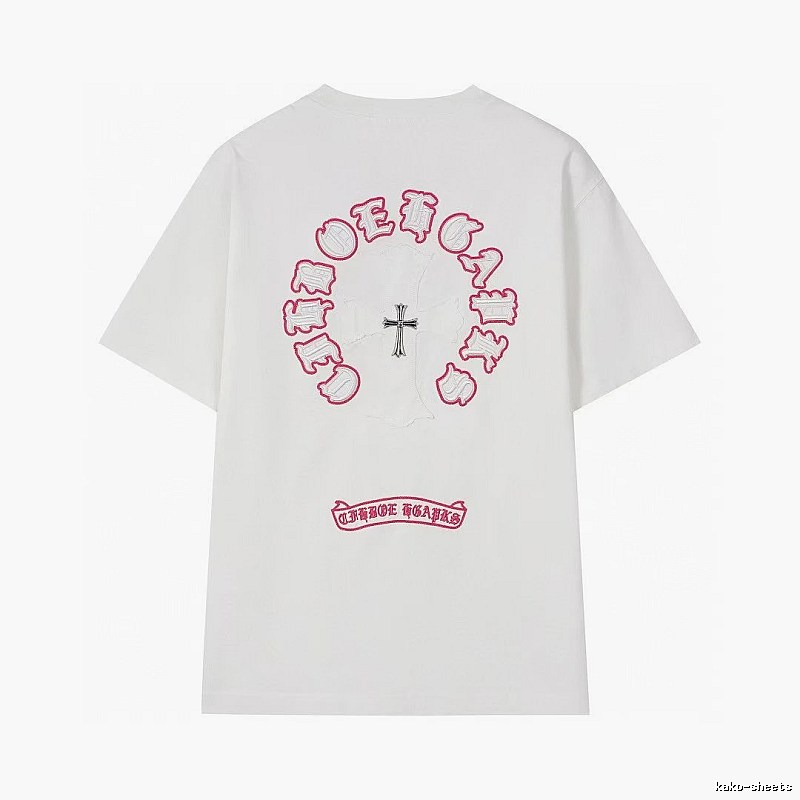 Chrome Hearts Cross Embroidered Street Style White T-Shirt