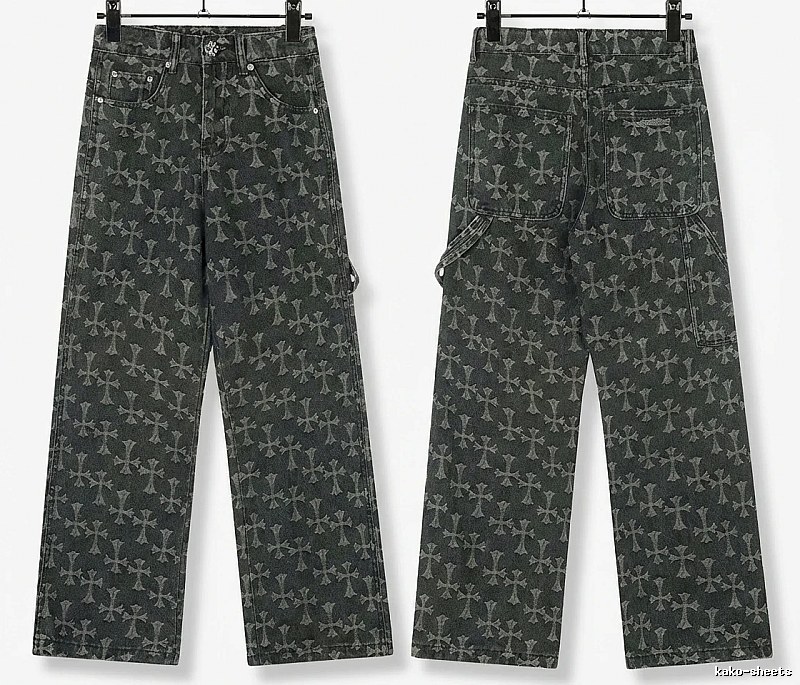 Chrome Hearts cross print black jeans
