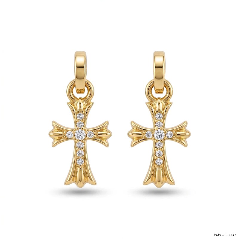 Chrome Hearts Cross Trendy and Cool Style Gold Earrings