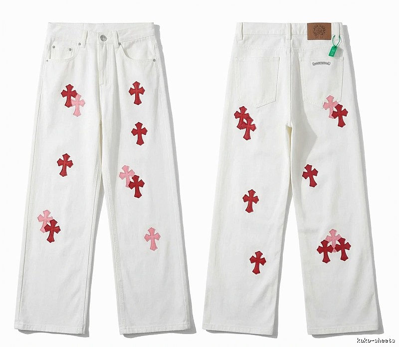 Chrome Hearts Cross Trendy and Cool White Jeans