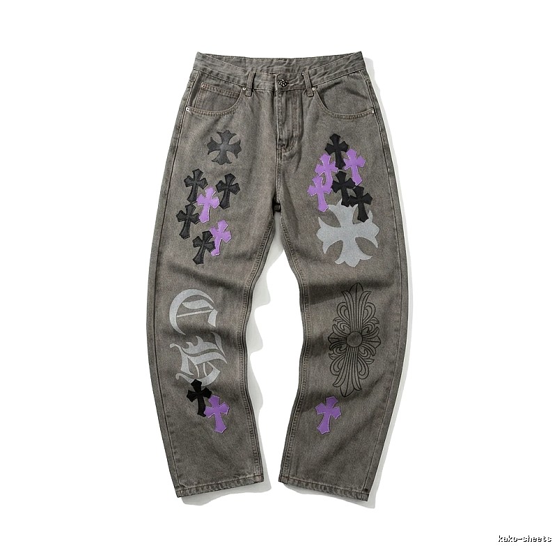 Chrome Hearts Cross Vintage Style Grey Pants