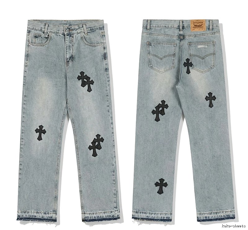 Chrome Hearts denim-style light blue jeans