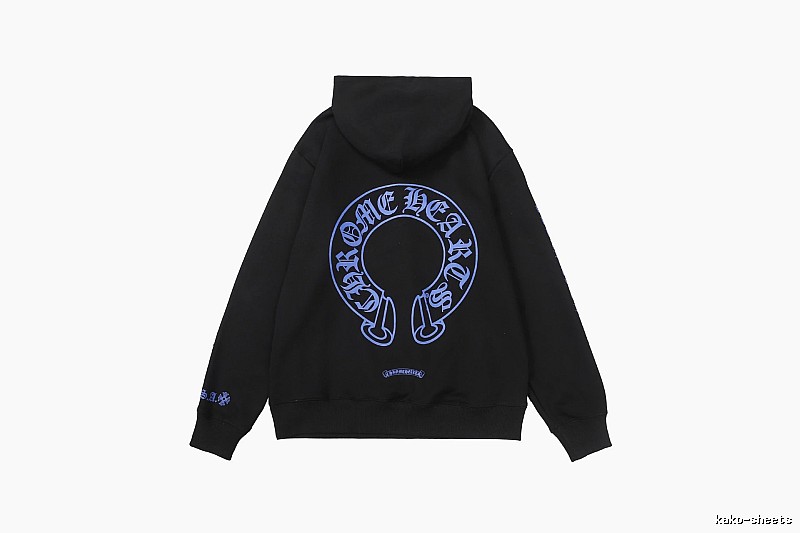 Chrome Hearts Logo Detail Cross graphic hoodie Black Blue Cross with Functional Detail