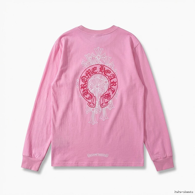 Chrome Hearts Printed Fashionable Pink Long-sleeved Shirt