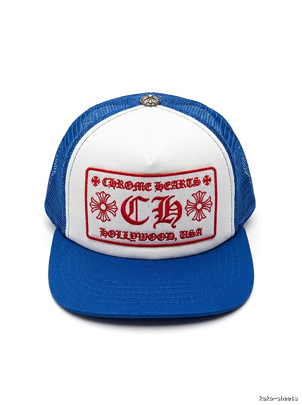 Chrome Hearts Retro Style Blue and White Hat