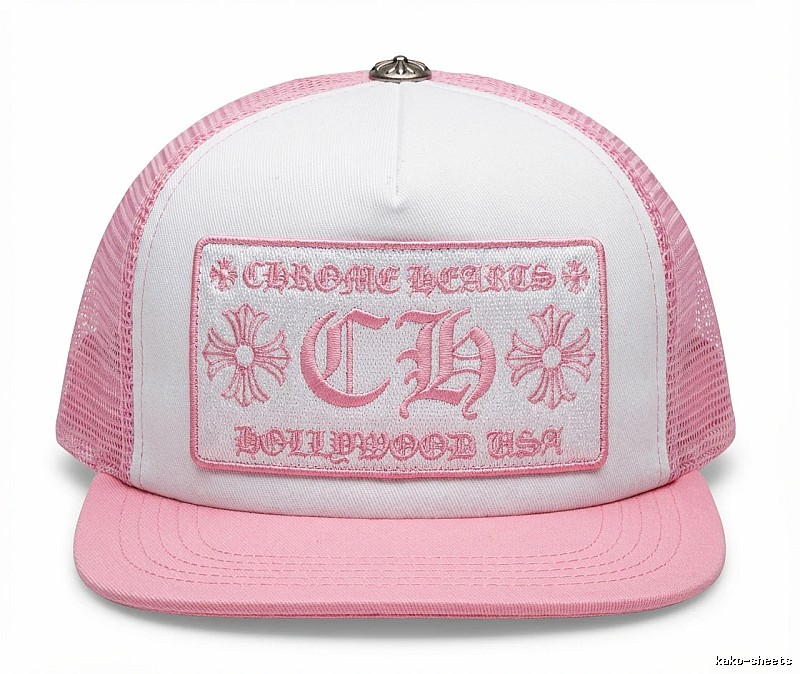 Chrome Hearts Retro Style Pink and White Hat