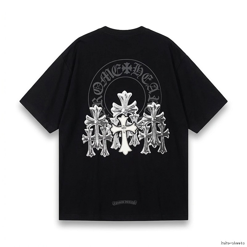 Chrome Hearts Silver Cross Black T - Shirt