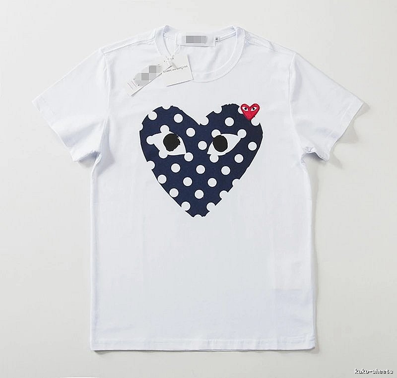 Comme des Garcons PLAY 2021-17 Blue Style 2117 Heart Logo T-Shirt Weekend Wear