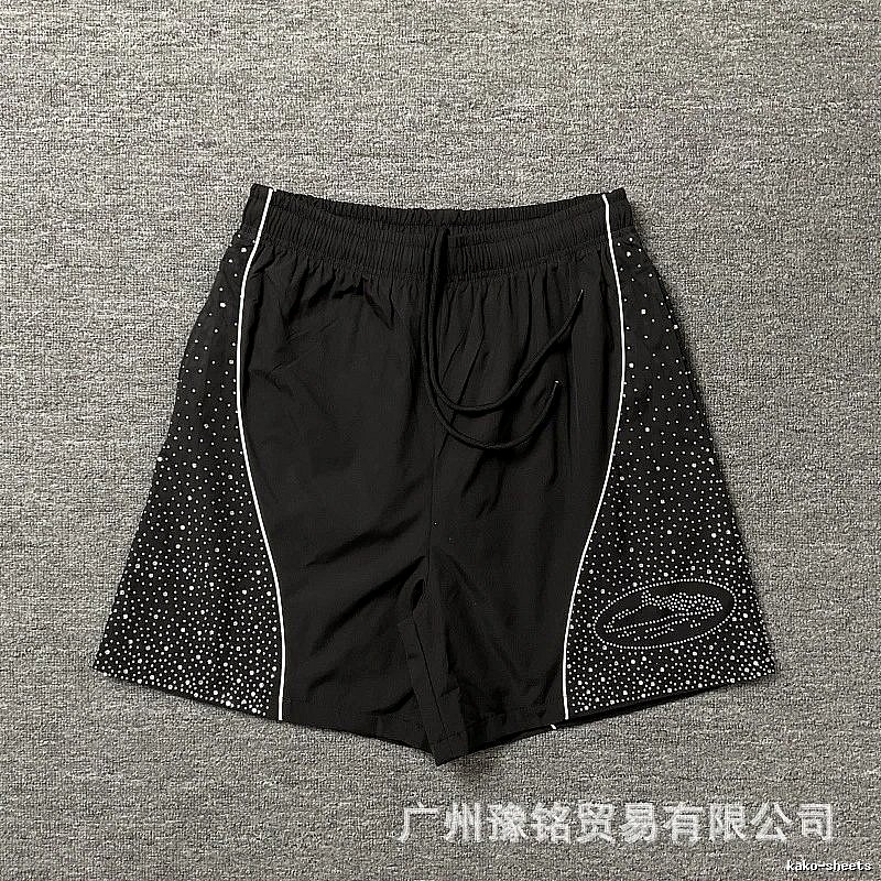 Corteiz Hot-fix Rhinestone Street Style Black Shorts