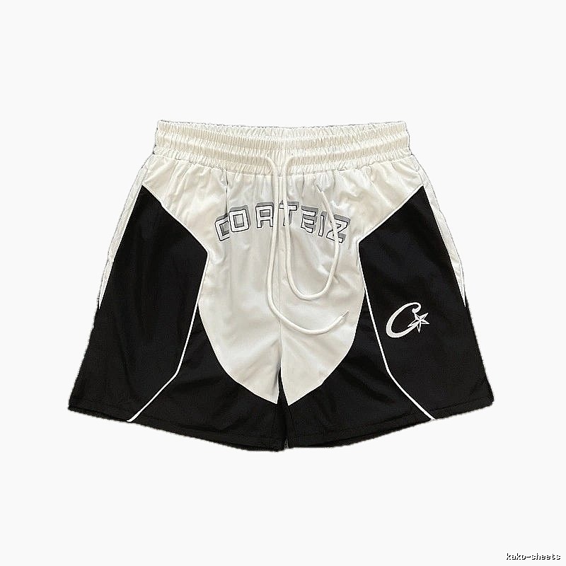 Corteiz Letter Print Street Style Black and White Sports Shorts