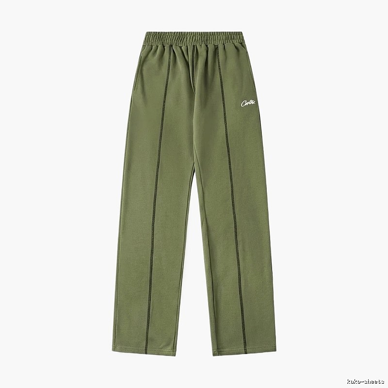 Corteiz minimalist style olive green long trousers