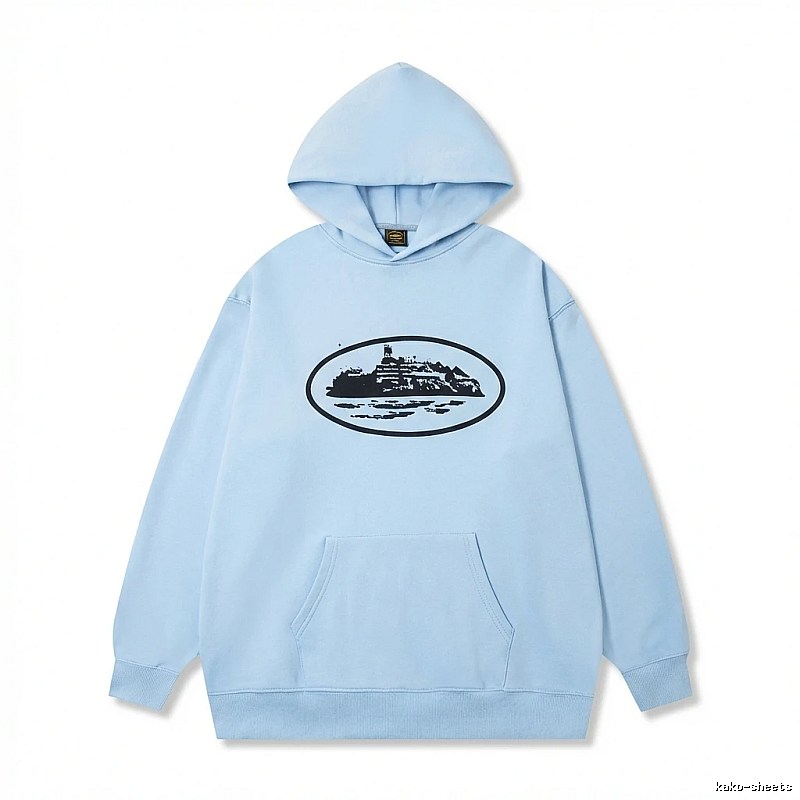 Corteiz Print Minimalist Light Blue Hoodie