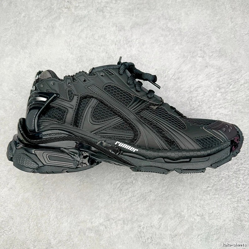 Dark Layered Panels Balenciaga Black Runner Sneaker for Streetwear Looks