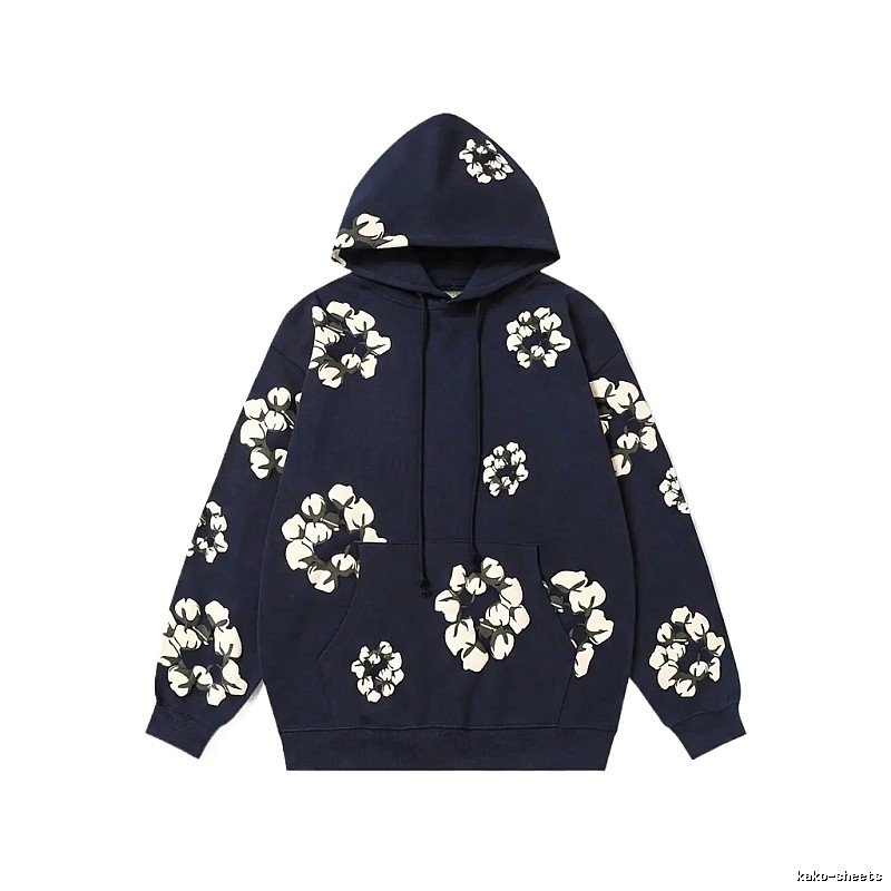 DENIM TEARS Floral Style Navy Blue Hoodie