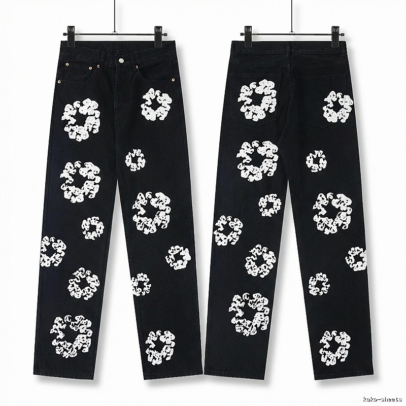 DENIM TEARS Printed Retro-Style Black Pants