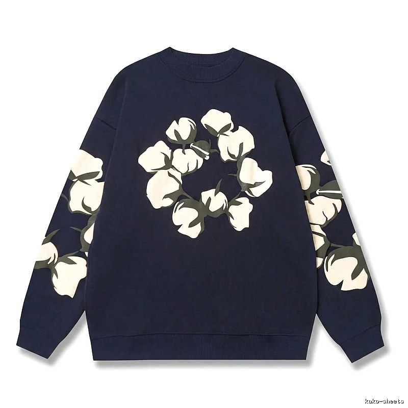 DENIM TEARS Retro Style Navy Blue Sweatshirt