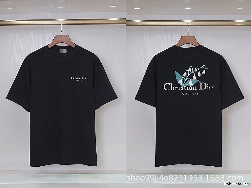 Dior Casual Black T-Shirt with Lily of the Valley Print