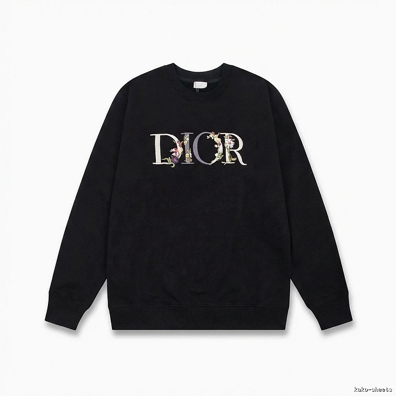 Dior Floral Alphabet Style Black Sweatshirt