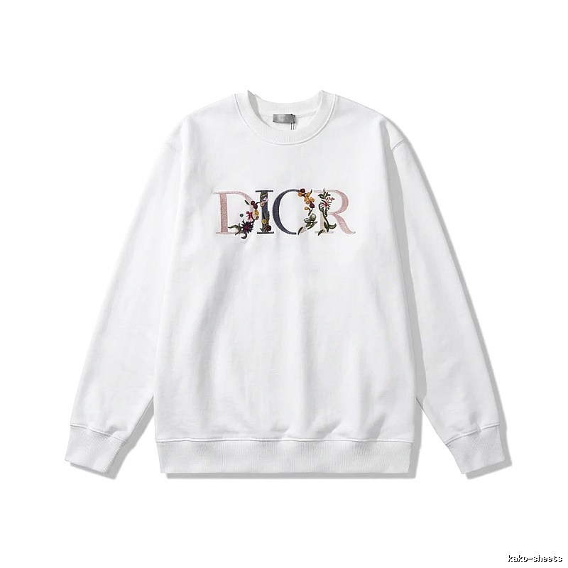 Dior floral embroidery style white sweatshirt