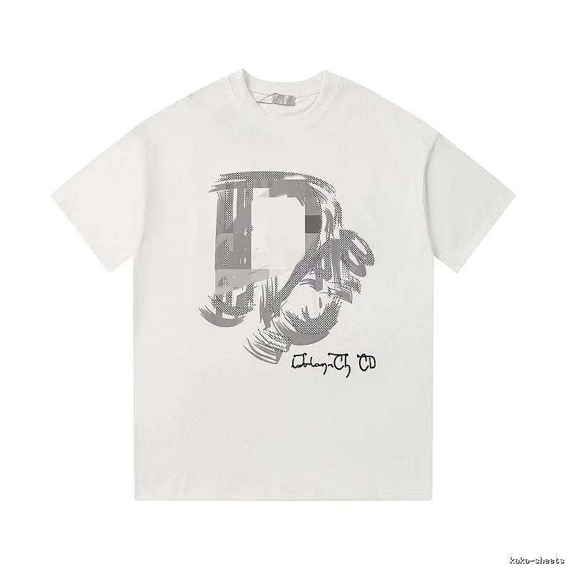 Dior Graffiti Collection Trendy & Cool Style White Short-sleeve T-shirt