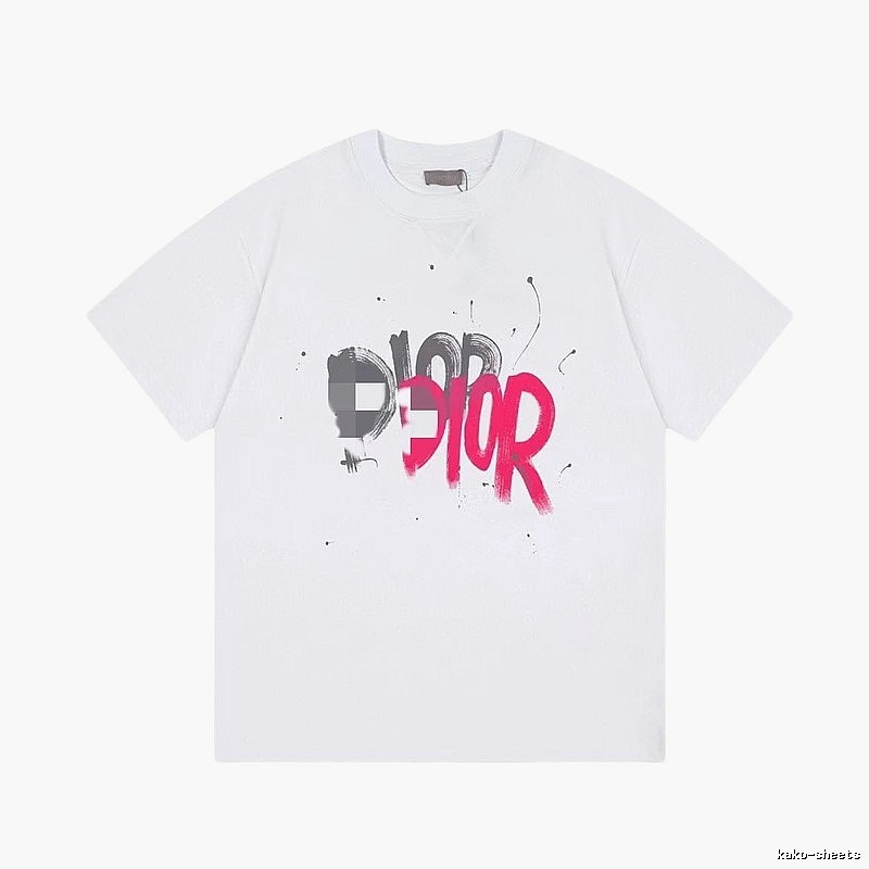 Dior Graffiti Street Style White Short-Sleeve T-Shirt