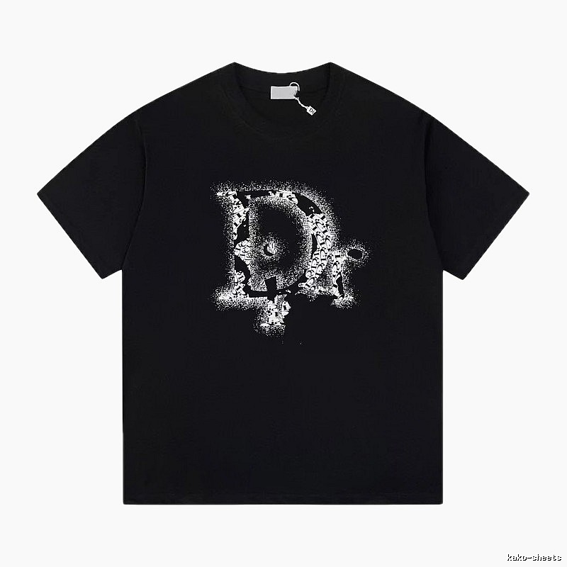 Dior Large D Print Trendy Style Black T-Shirt