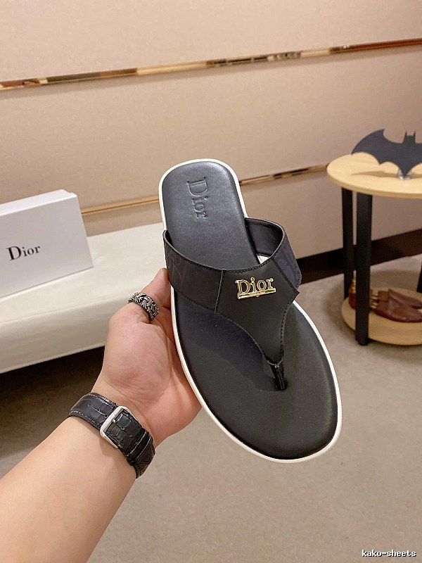 Dior Light Luxury Casual Style Black Flip-Flops
